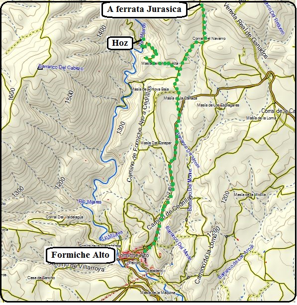 Aproximación desde Formiche Alto (© Jose Bolumar | Fuente del mapa base: elrefugioalpino.blogspot.com) 