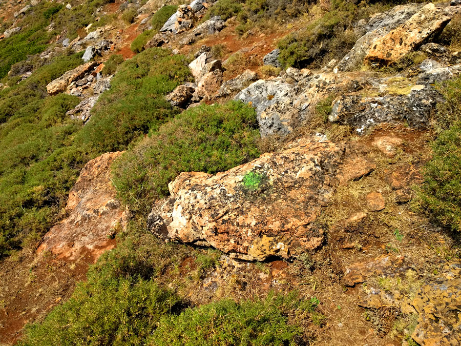 Descendemos siguiendo los puntos verdes 