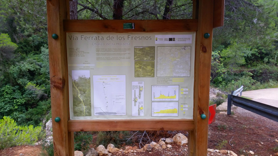 Panel informativo de la vía ferrata 