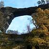 Vista del Pravcická Brána desde el puente / Ruta a pie El arco de Pravcická Brána 