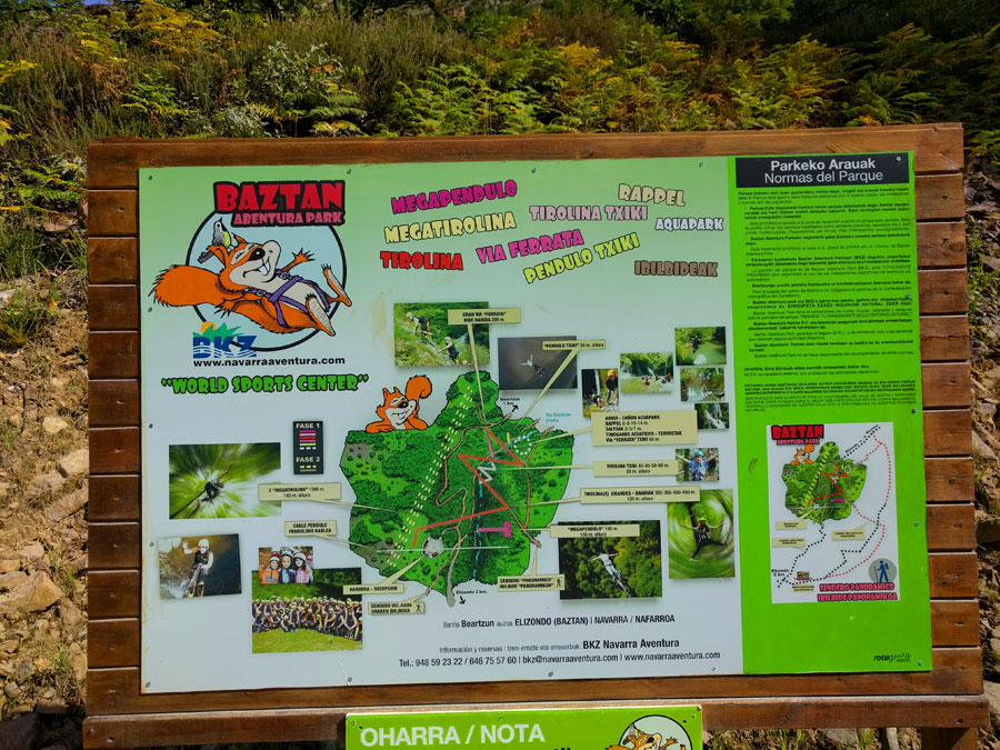 Croquis y normas del parque de aventura 