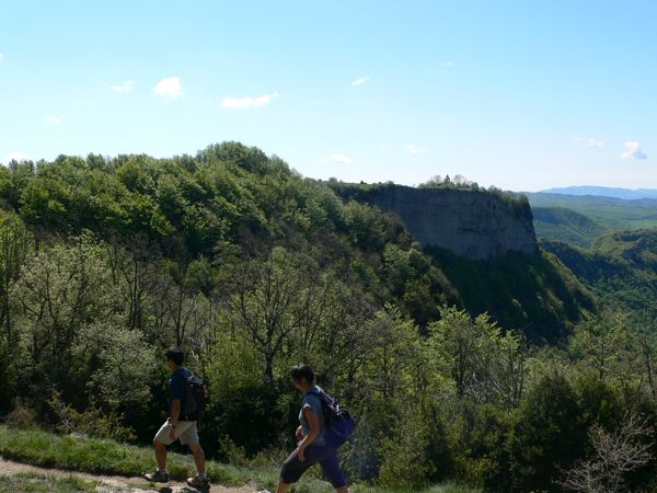 Vistas al altiplano de Cabrera con la ermita visible entre los árboles 