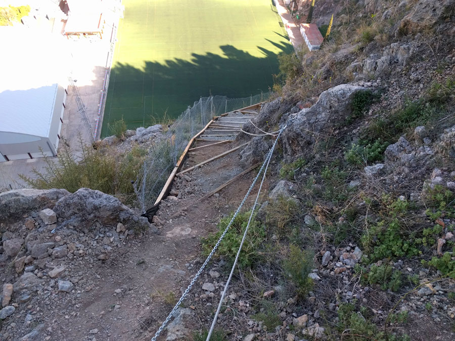 Vista desde arriba de la zona escalonada 