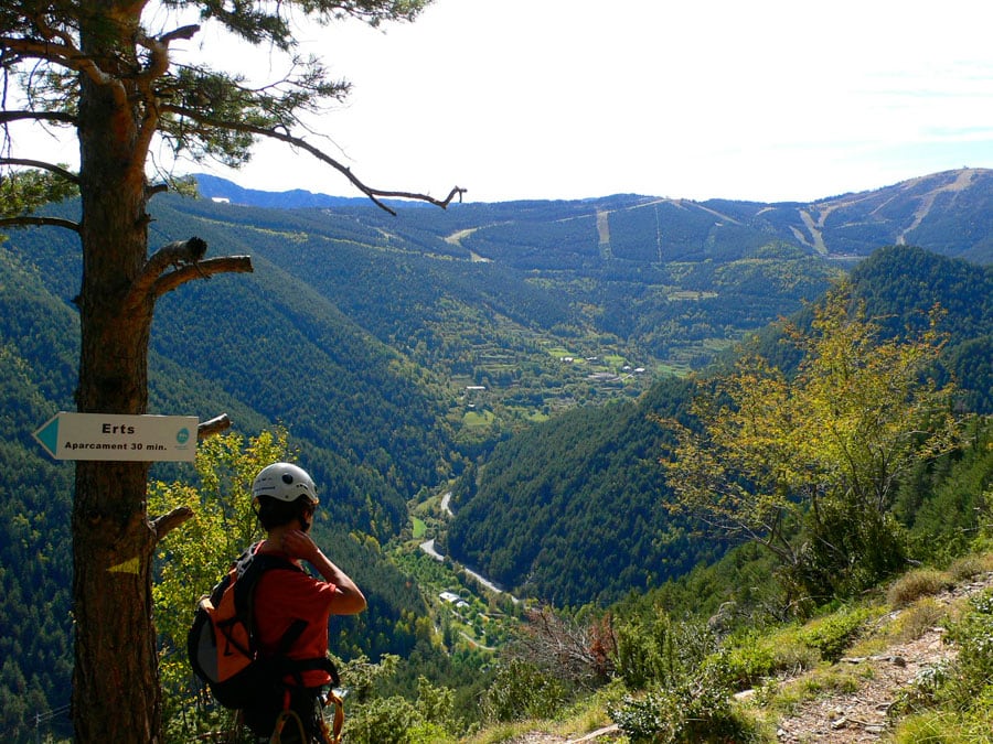 Fin de la ferrata con vistas sobre las pistas de esquí de Pal-Arinsal 