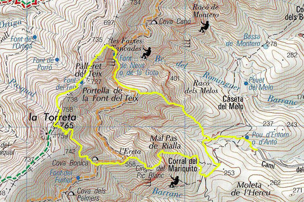 Croquis sobre Mapa Piolet (© Miguel Valle - © Piolet Editorial) 