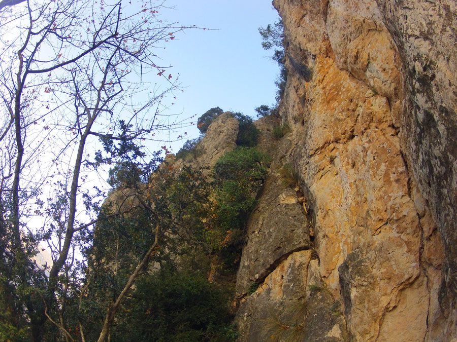 Llegamos al pie de la vía ferrata de La Selva 