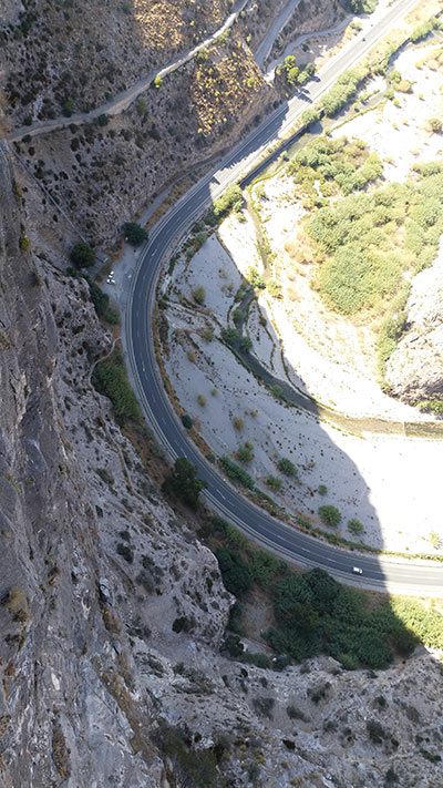 Impresionante vista de lo ascendido los puntos blancos eran lo coches 