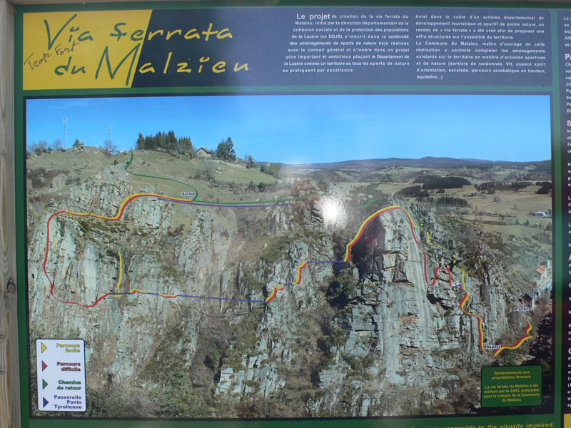 Croquis de la vía ferrata de Malzieu 