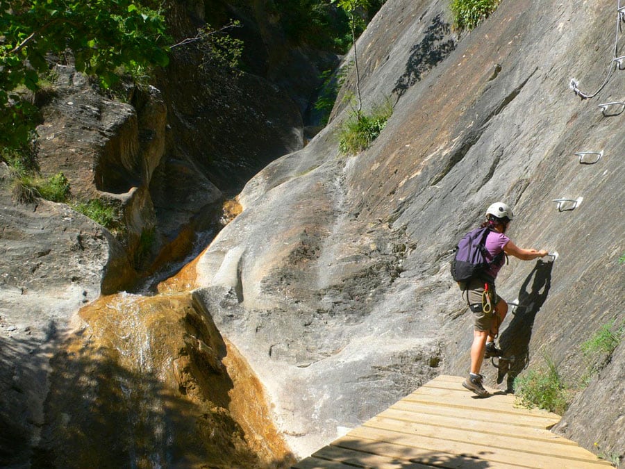 Inicio de la ferrata en el barranco de Segudet 