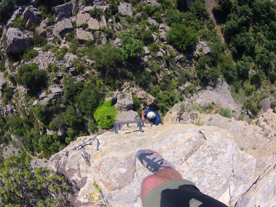 Vista hacia abajo desde el final de la vía ferrata 