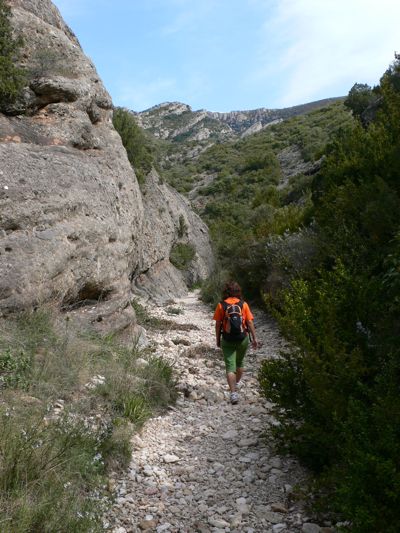 El camino transcurre por el Barranco de la Bal d Onsera - normalmente seco - 