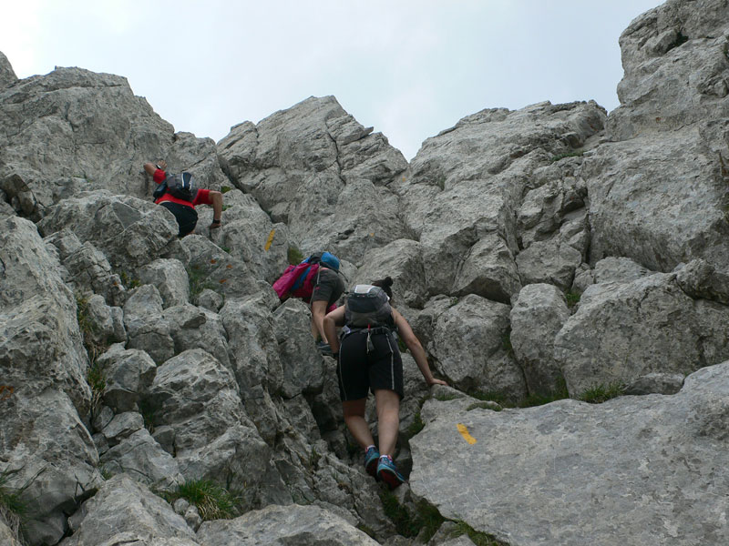 Nuevos pasos de trepada -señalizados en amarillo- 