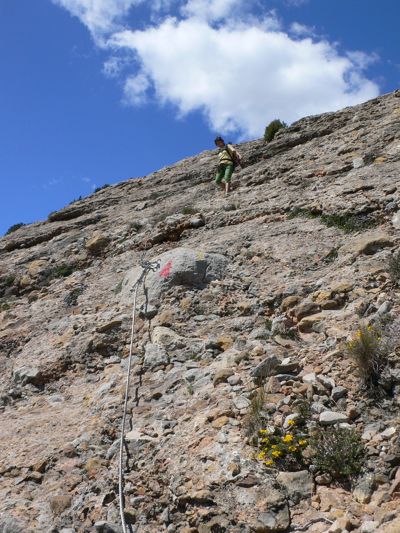 Inicio de la bajada por la ferrata de la Mora - Sur 