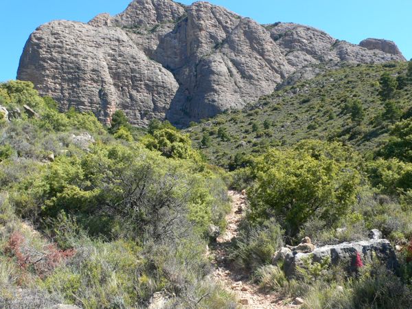 Indicadores en la roca y Peña Rueba al fondo 