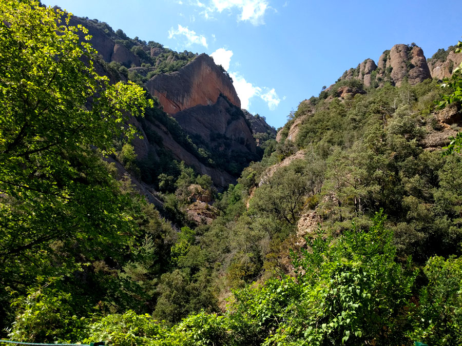 Vista hacia las paredes del cañón de Comallonga 