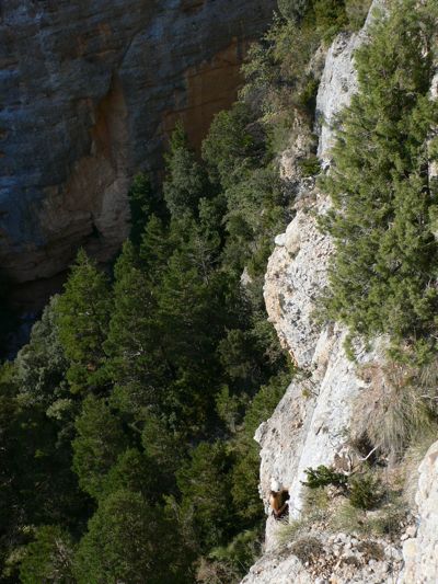 La ferrata y al fondo el Salto de la Perdiu 