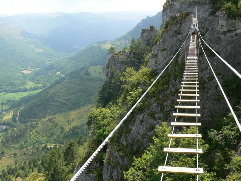 La pasarela aérea vista hacia atrás 