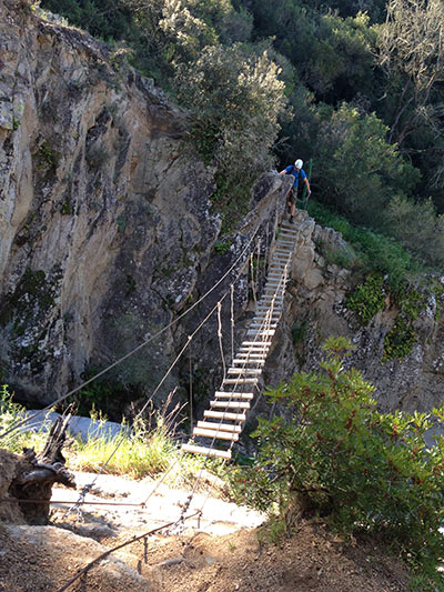 La pasarela desde el final de la vía ferrata 
