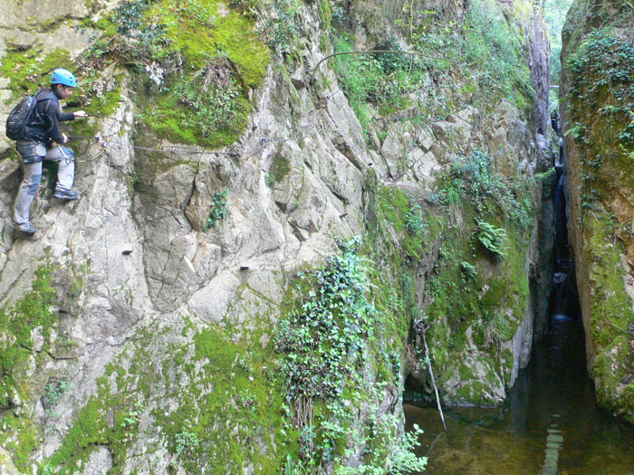 Inicio de la vía ferrata en el Pou de Gorges 