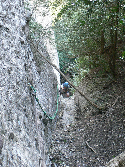 Última cuerda de la canal de l´Hort del Malany antes de la cadena vertical 