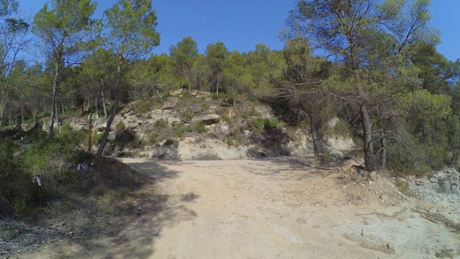Llegamos a la pista de retorno a la derecha hay el torrent dels Abadals 
