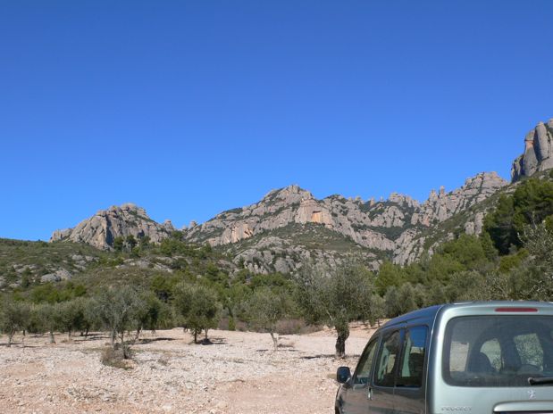 Dejamos el coche en el Clot del Tambor -campo de olivos e inicio de varias torrenteras- 