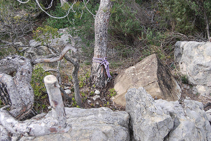 Reunión instalada para rapelar -cuerda de 50 metros- 