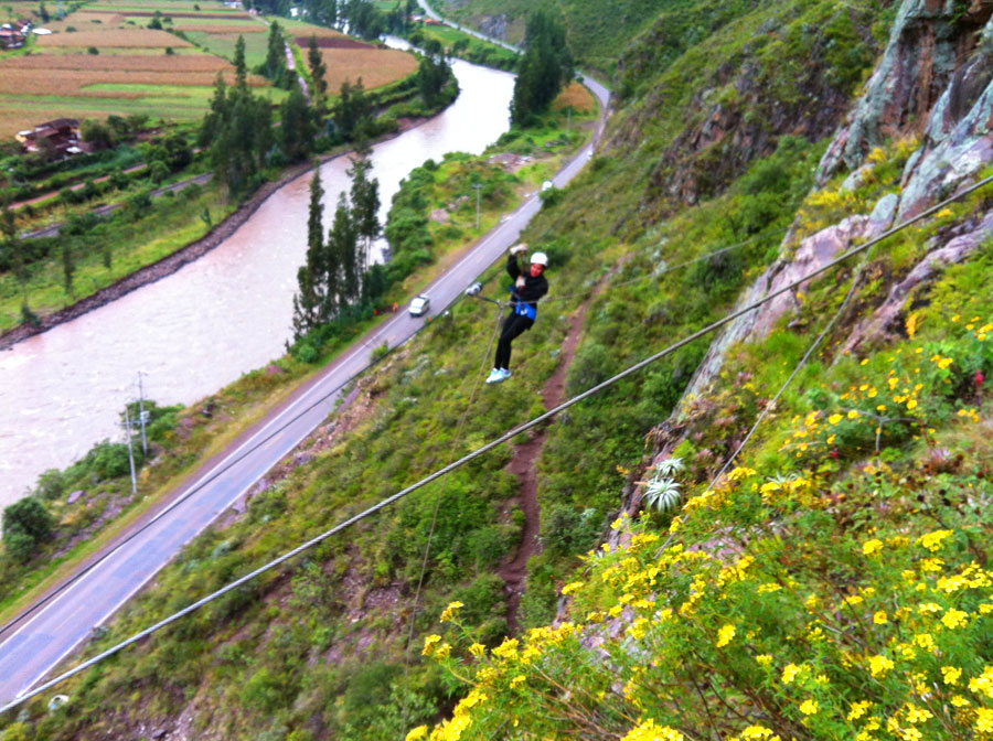 Llegada de la tirolina La Flecha -la más rápida- 