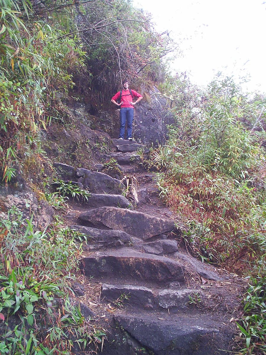 El sendero sube escalonadamente 