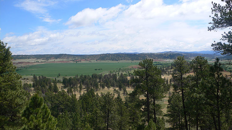 Vista a las llanuras alrededor de Devils Tower 