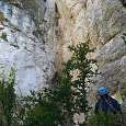 Empiezan las dificultades en la ferrata de Cal Curt 