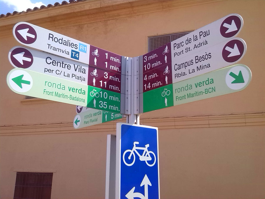 Señalización de la Ronda Verda cerca del Parc Fluvial del Besòs 