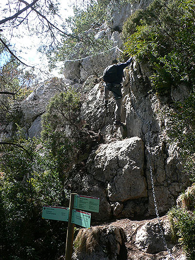 Entrada al camino equipado desde el camí de l`Oriolà 