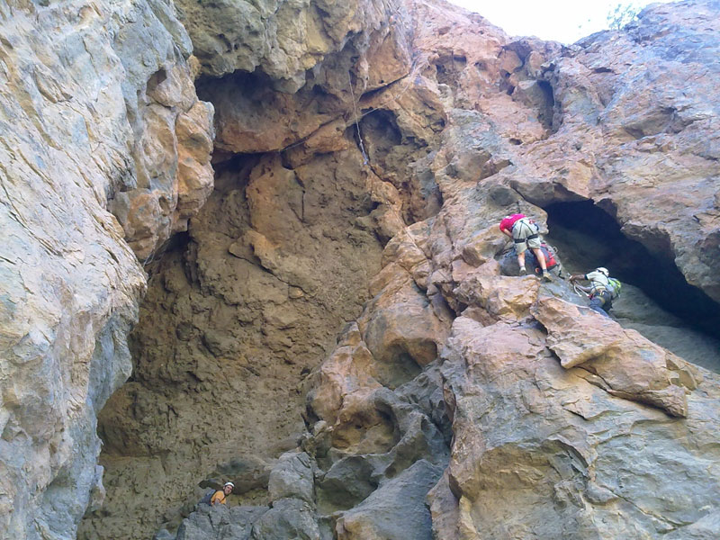 En la parte media de la vía ferrata -La chimenea del Murciélago 