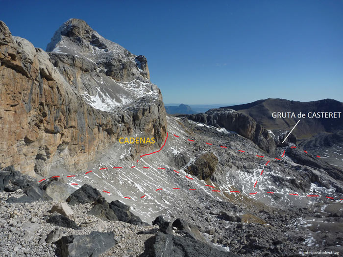 Casco y Pico Anónimo con la Gruta de Casteret 