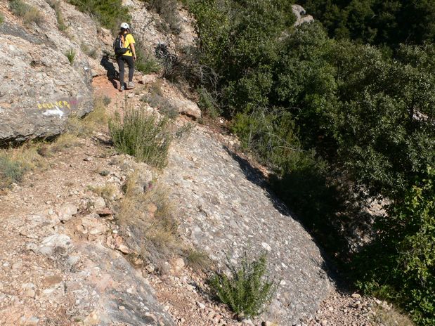 Desvío - izquierda hacia el Torrent de les Grutes y Coll de Porc - - derecha hacia la Cova de l`Arcada y regreso al coche - 