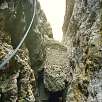 Paso del bloque empotrado y agujero de la cueva / Peñas de Herrera 