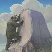 Ilustración de la leyenda india que explica la formación de Devils Tower / Ruta a pie Devils Tower 