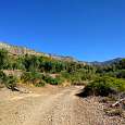 Pista entre campos de frutales y la riera de Scala Dei 