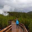 Pasarela de madera hacia el Steamboat géiser 